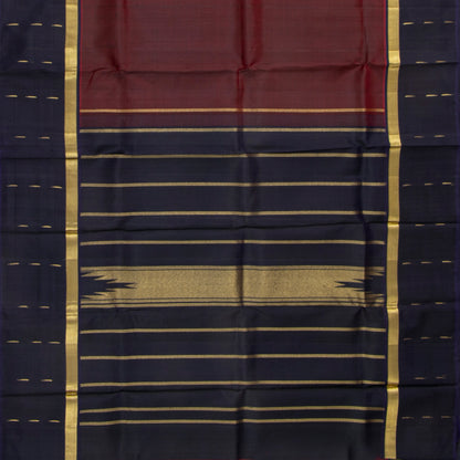 Maroon And Blue Kanchipuram Silk Saree For Festive Wear PV NYC 1866 - Silk Sari - Panjavarnam PV NYC 1866