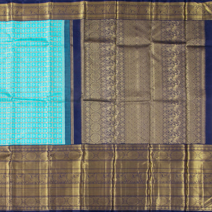 Blue Kanchipuram Silk Saree For Wedding Wear PV NYC 1899