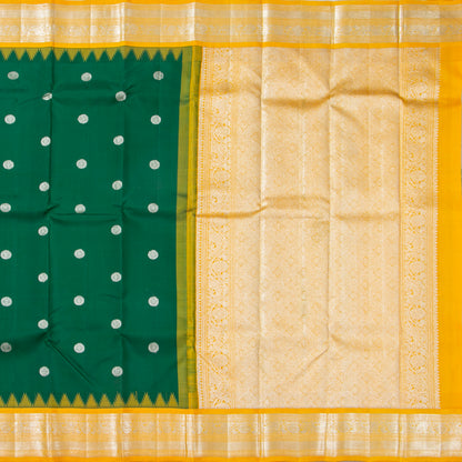 Green And Yellow Kanchipuram Silk Saree For Wedding Wear PV NYC 1909