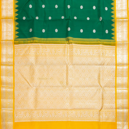 Green And Yellow Kanchipuram Silk Saree For Wedding Wear PV NYC 1909