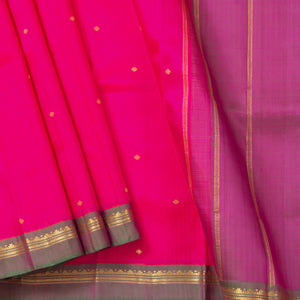 Pink Kanjivaram Silk Saree With Medium Border Handwoven Pure Silk For Festive Wear PV ABI 2230