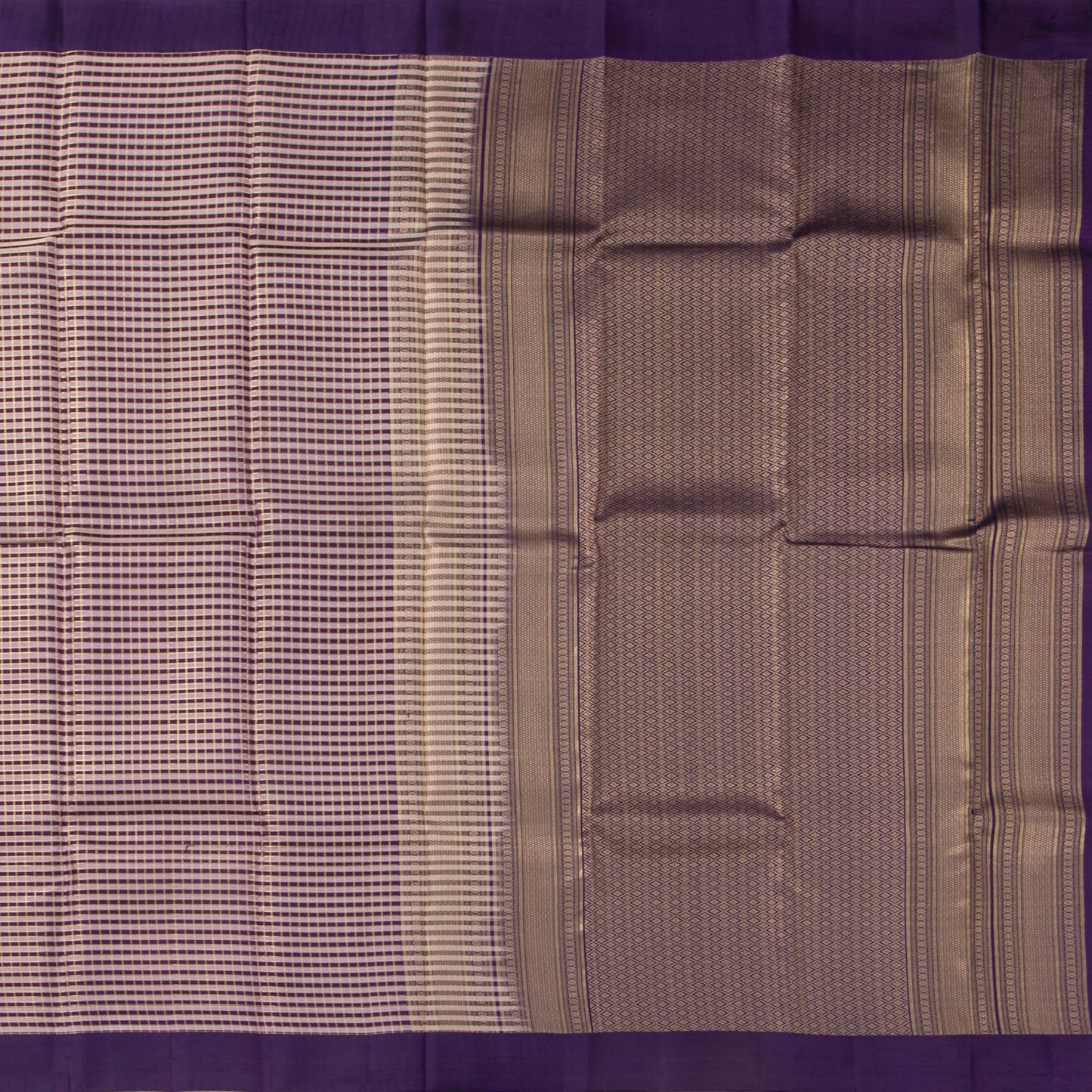 Violet And Mauve Kanchipuram Silk Saree For Festive Wear PV NYC 1827