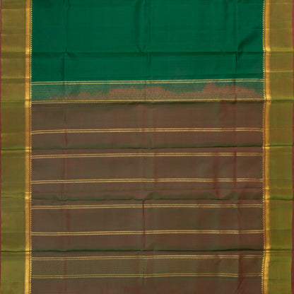Green And Brown Kanchipuram Silk Saree For Festive Wear PV NYC 1886