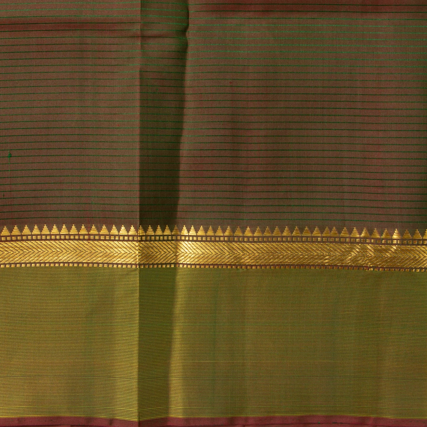 Green And Brown Kanchipuram Silk Saree For Festive Wear PV NYC 1886