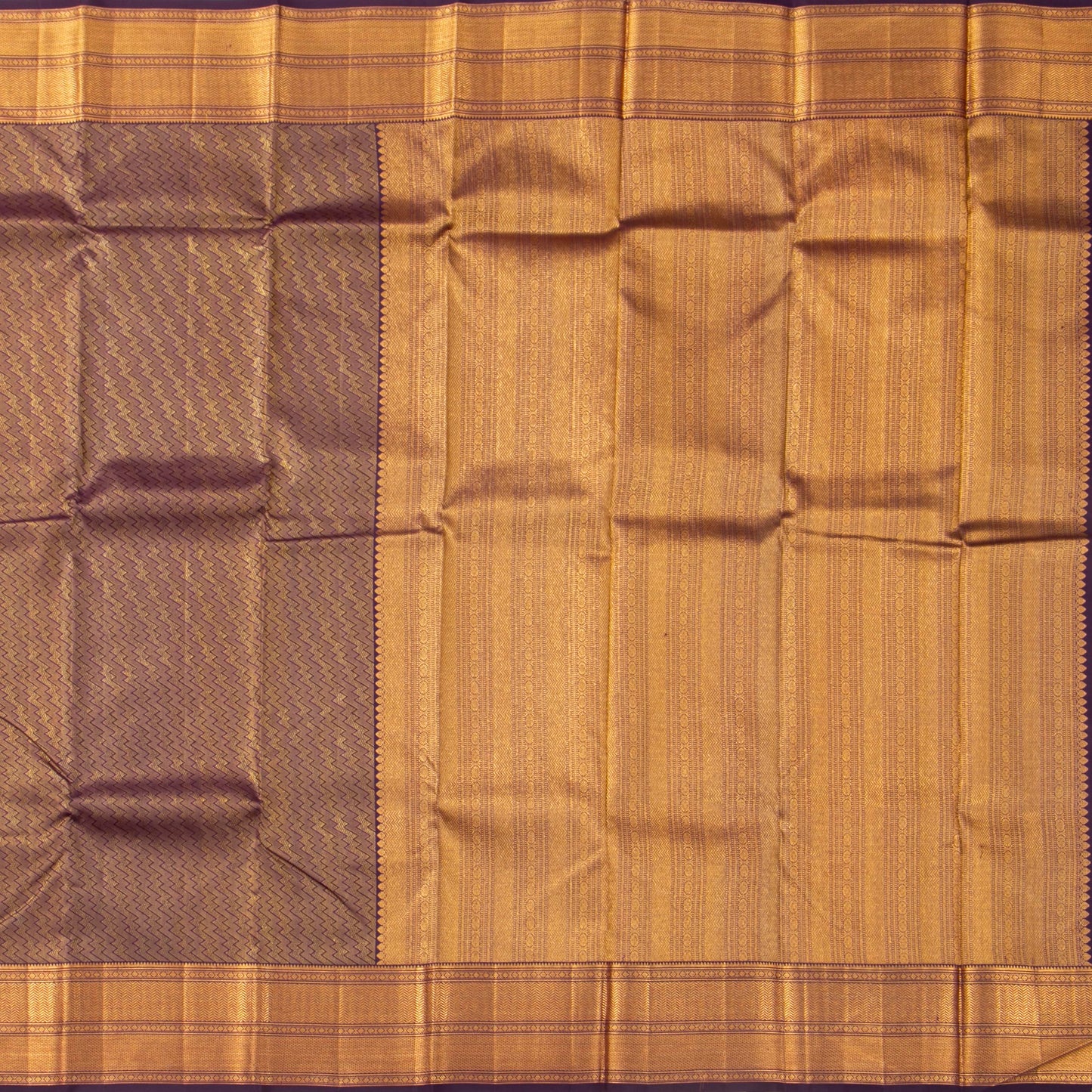 Deep Purple And Gold Kanchipuram Silk Saree For Bridal Wear PV NYC 1882