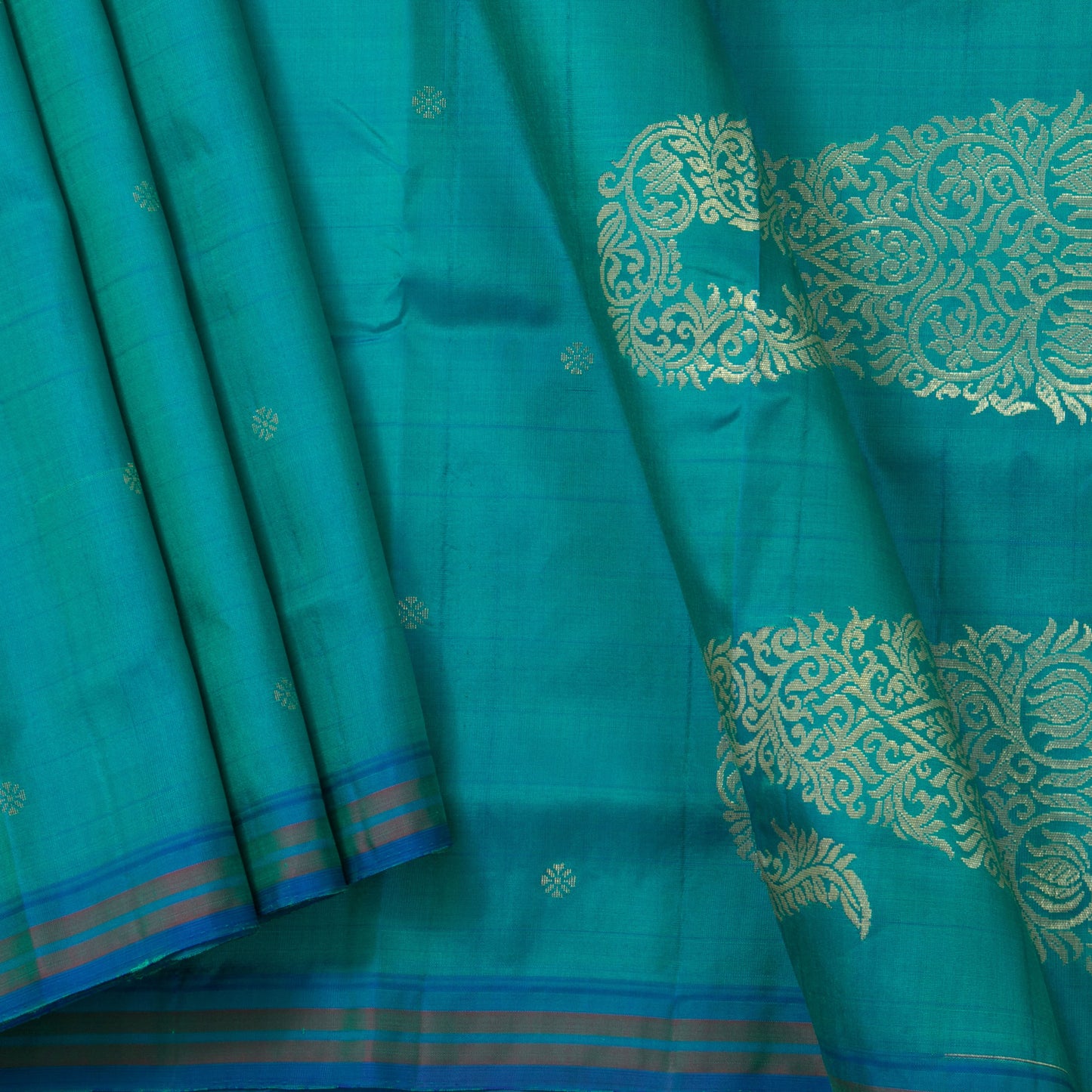 Blue Kanjivaram Silk Saree With Small Border Handwoven Pure Silk For Festive Wear PV ABI 2255