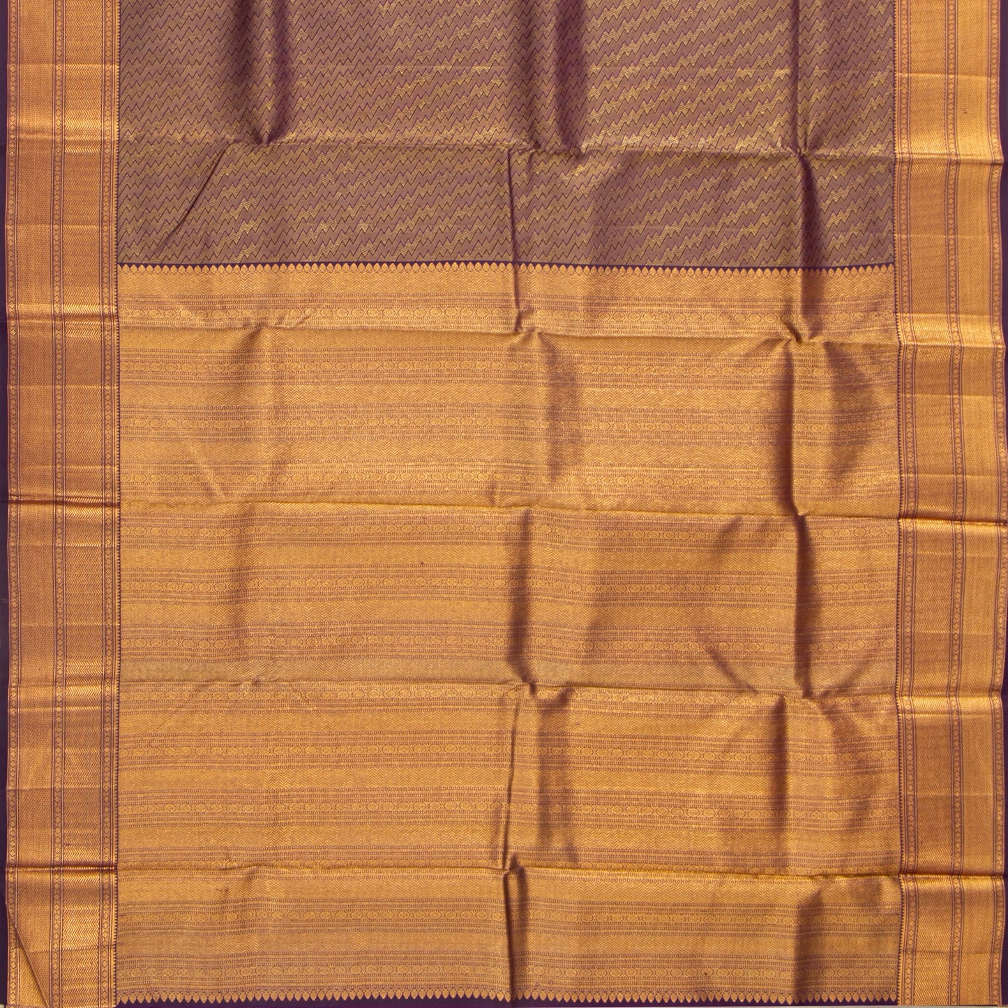 Deep Purple And Gold Kanchipuram Silk Saree For Bridal Wear PV NYC 1882