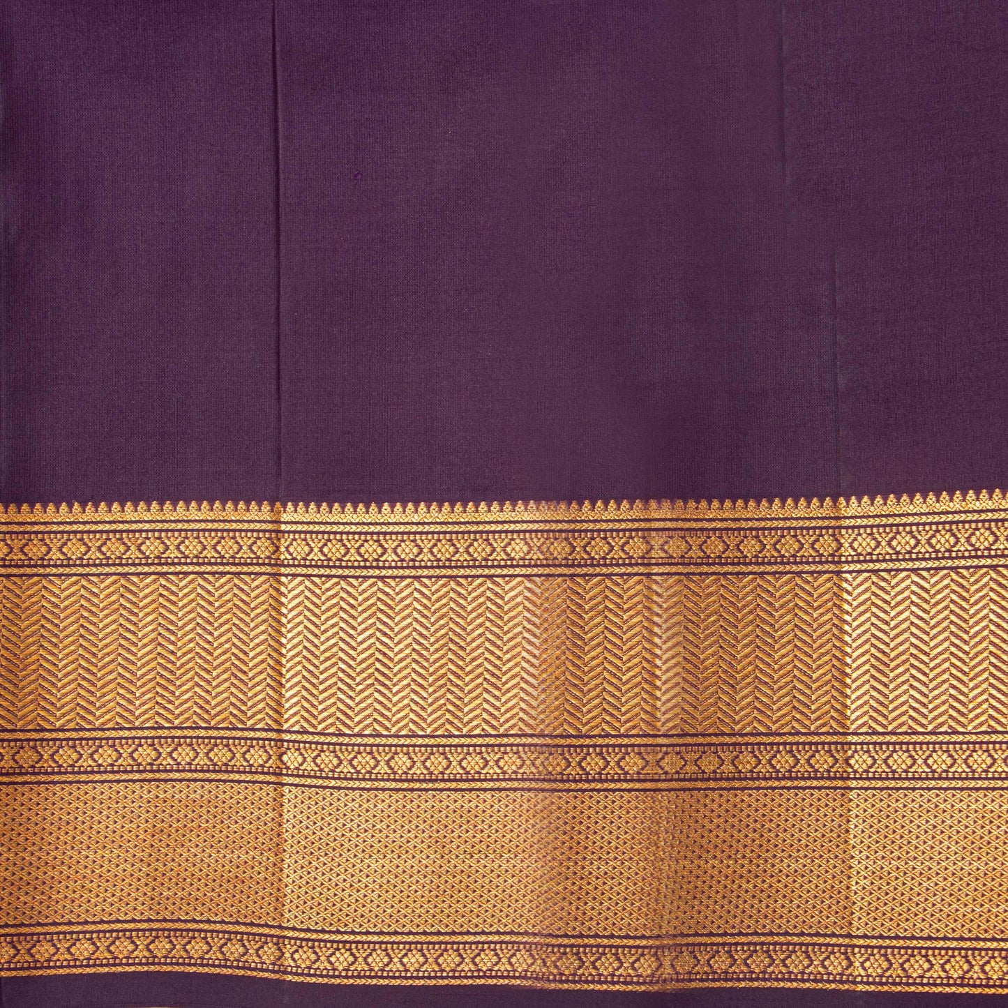Deep Purple And Gold Kanchipuram Silk Saree For Bridal Wear PV NYC 1882