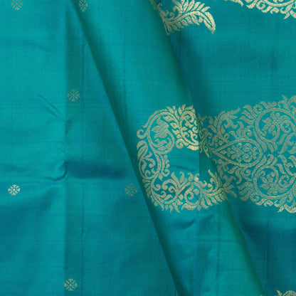 Blue Kanjivaram Silk Saree With Small Border Handwoven Pure Silk For Festive Wear PV ABI 2255