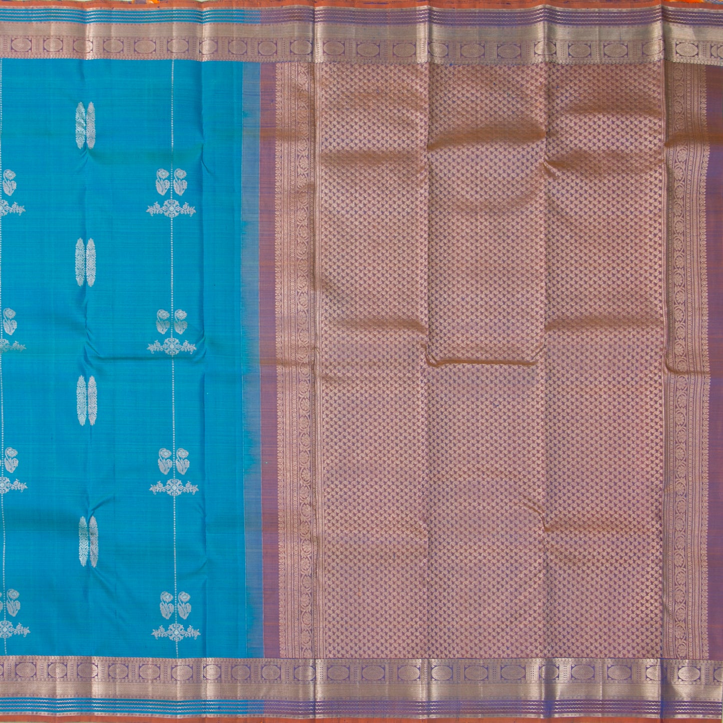 Cobalt Blue And Mauve Kanchipuram Silk Saree For Wedding Wear PV NYC 1911