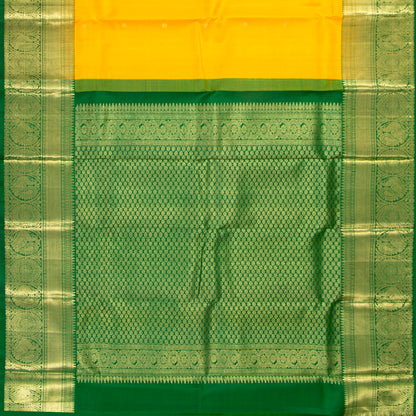 Yellow And Green Kanchipuram Silk Saree For Wedding Wear PV NYC 1826