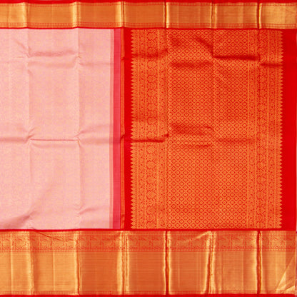 Pastel Pink And Red Kanchipuram Silk Saree With Gold Brocade For Bridal Wear PV NYC 1897
