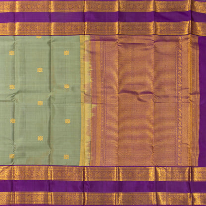 Elachi Green And Purple Kanchipuram Silk Saree For Festive Wear PV NYC 1935
