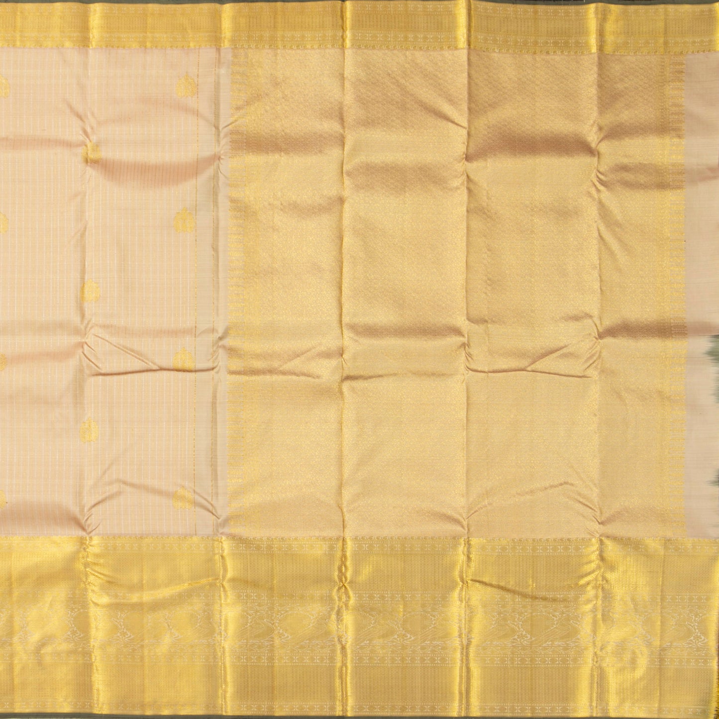 Off White Kanchipuram Silk Saree For Festive Wear PV NYC 1829