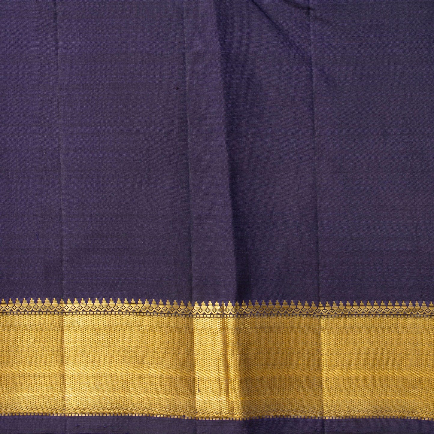 Navy Blue Kanchipuram SIlk Saree With Zari Stripes For Festive Wear PV NYC 1928