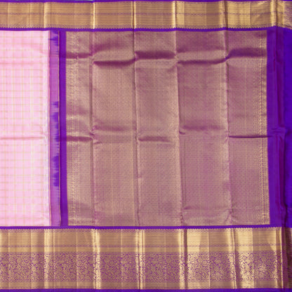 Lotus Pink And Violet Kanchipuram Silk Saree With Zari Checks For Bridal Wear PV NYC 1906