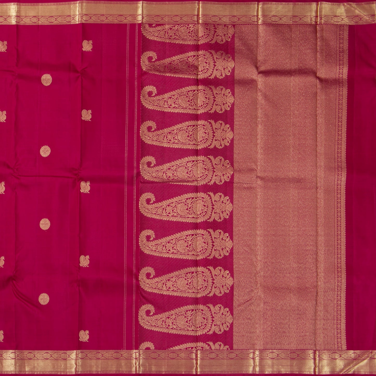 Pink Kanchipuram Silk Saree  With Banarasi Style Pallu For Wedding Wear PV NYC 1884