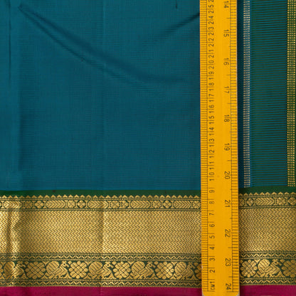 Mayilkazhuthu Blue And Green Kanjivaram Silk Saree With Small Border Handwoven Pure Silk For Festive Wear PV J 3088