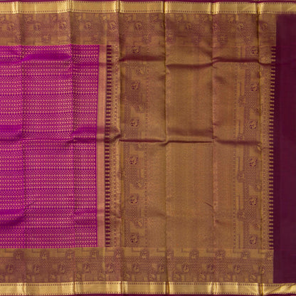 Purple And Magenta Kanchipuram Silk Saree For Bridal Wear PV NYC 1881