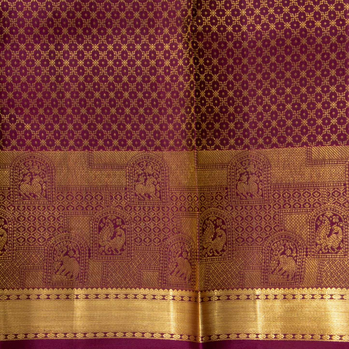 Purple And Magenta Kanchipuram Silk Saree For Bridal Wear PV NYC 1881