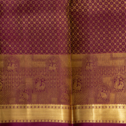 Purple And Magenta Kanchipuram Silk Saree For Bridal Wear PV NYC 1881
