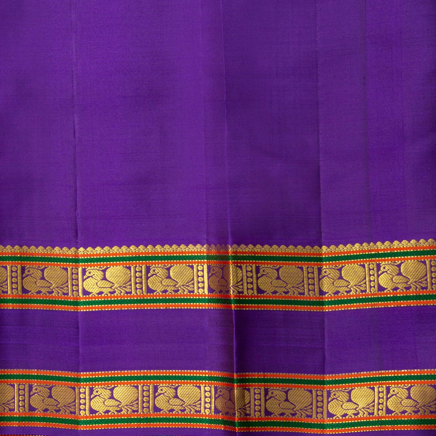 Olive Green And Violet Kanchipuram Silk Saree With Rettai Pettu Border For Wedding Wear PV NYC 1929