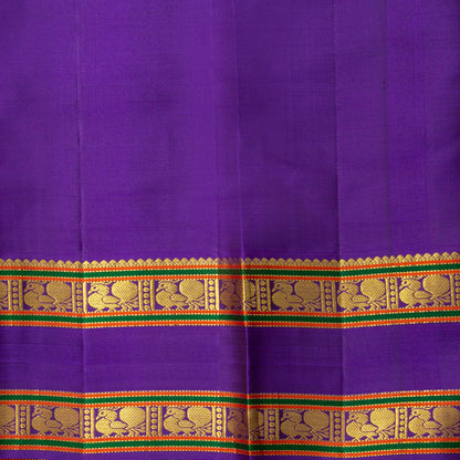 Olive Green And Violet Kanchipuram Silk Saree With Rettai Pettu Border For Wedding Wear PV NYC 1929