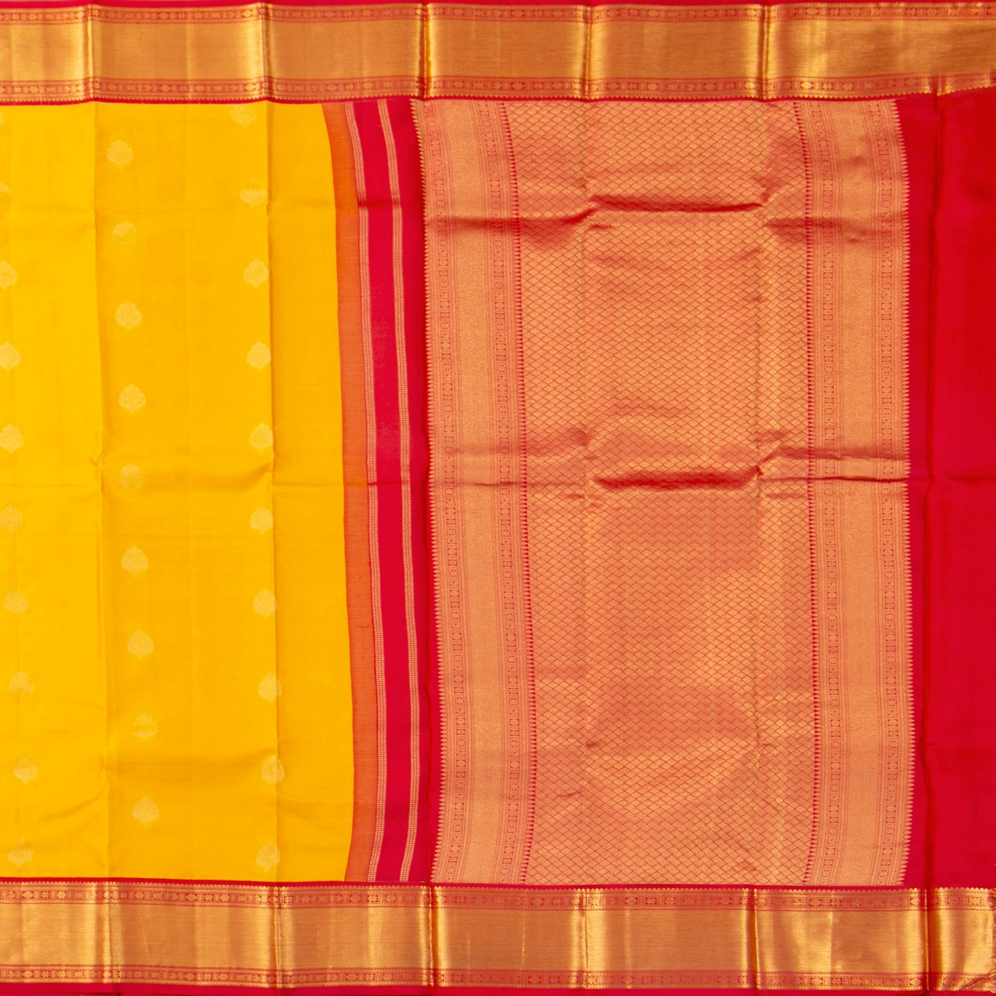 Yellow And Gold Kanchipuram Silk Saree For Festive Wear PV NYC 1931