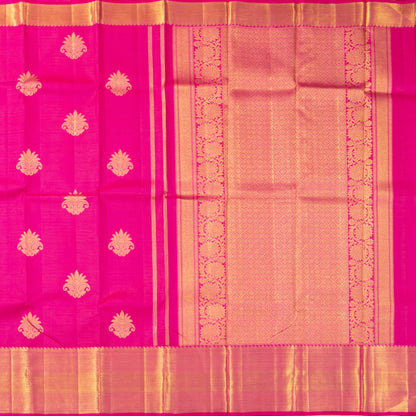 Pink Kanchipuram Silk Saree With Vaira Oosi Zari Stripes For Bridal Wear PV NYC 1854 - Silk Sari - Panjavarnam PV NYC 1854