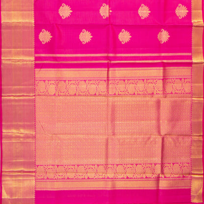 Pink Kanchipuram Silk Saree With Vaira Oosi Zari Stripes For Bridal Wear PV NYC 1854 - Silk Sari - Panjavarnam PV NYC 1854