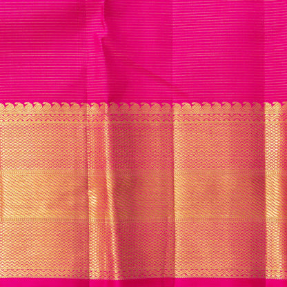 Pink Kanchipuram Silk Saree With Vaira Oosi Zari Stripes For Bridal Wear PV NYC 1854 - Silk Sari - Panjavarnam PV NYC 1854