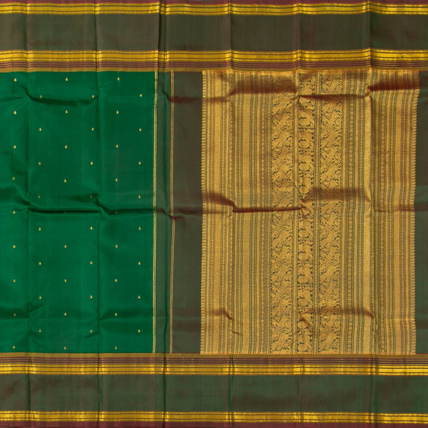 Jade Green Kanchipuram Silk Saree For Festive Wear PV NYC 1873