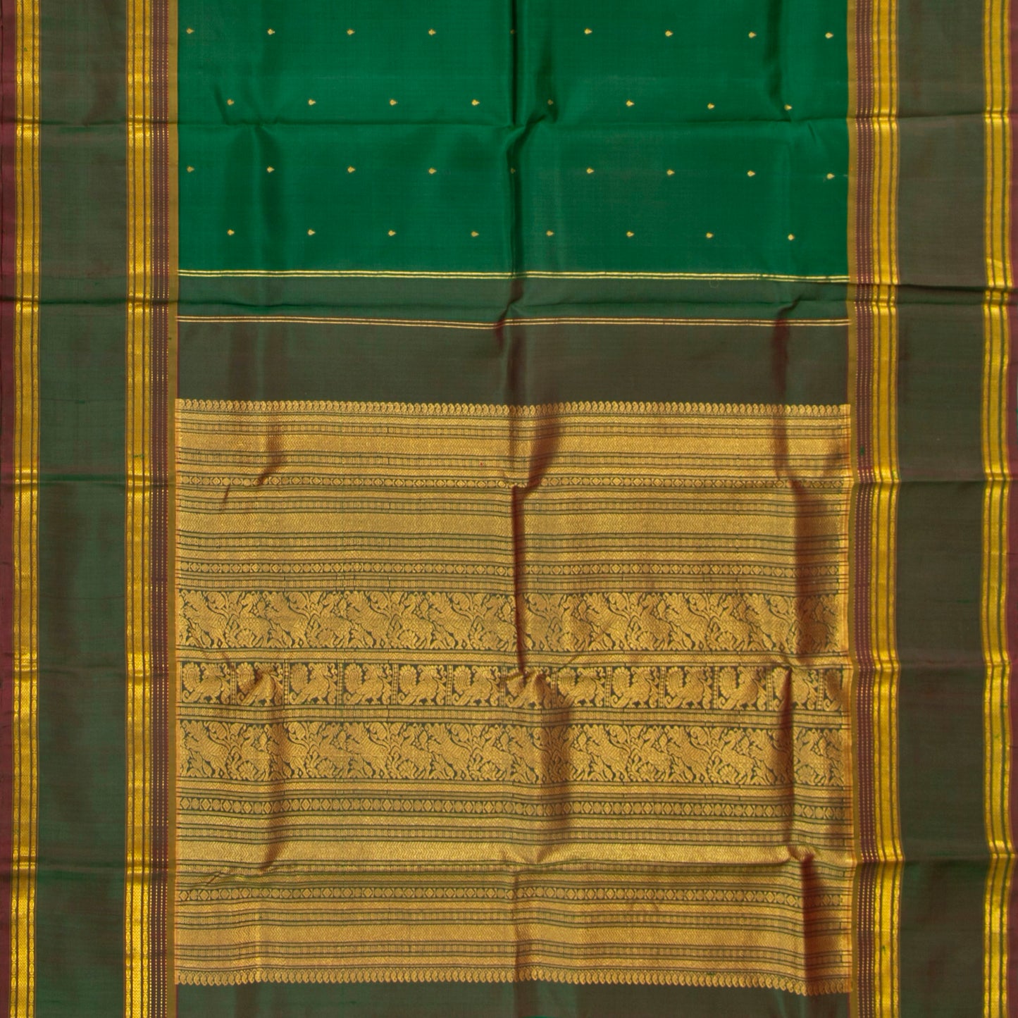 Jade Green Kanchipuram Silk Saree For Festive Wear PV NYC 1873