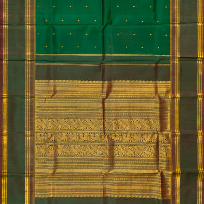 Jade Green Kanchipuram Silk Saree For Festive Wear PV NYC 1873