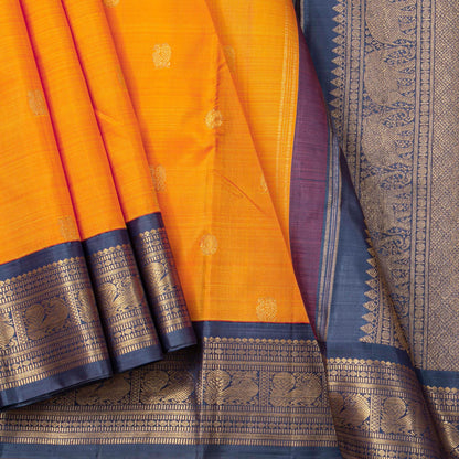 Yellow And Blue Kanchipuram Silk Saree For Wedding Wear PV NYC 1782