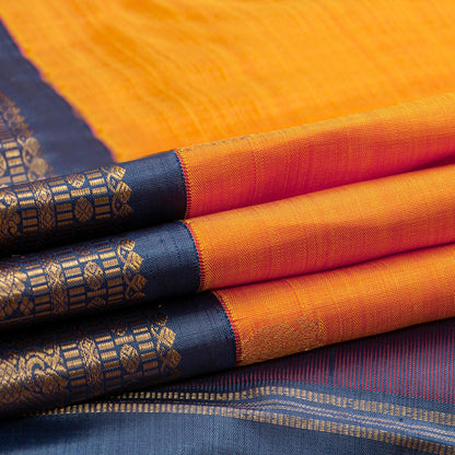 Yellow And Blue Kanchipuram Silk Saree For Wedding Wear PV NYC 1782