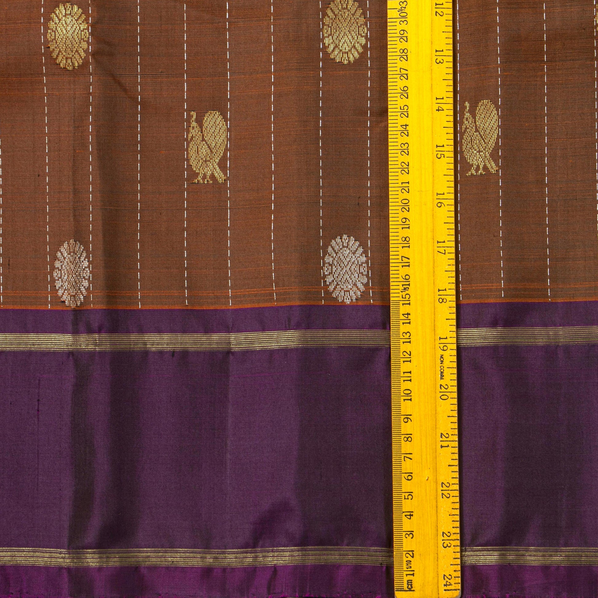 Brown And Purple Kanchipuram Silk Saree For Festive Wear PV NYC 1863 - Silk Sari - Panjavarnam PV NYC 1863