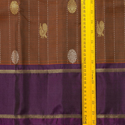 Brown And Purple Kanchipuram Silk Saree For Festive Wear PV NYC 1863 - Silk Sari - Panjavarnam PV NYC 1863