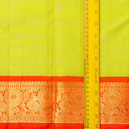 Green And Red Kanchipuram Silk Saree Vaira Oosi For Wedding Wear PV NYC 1798