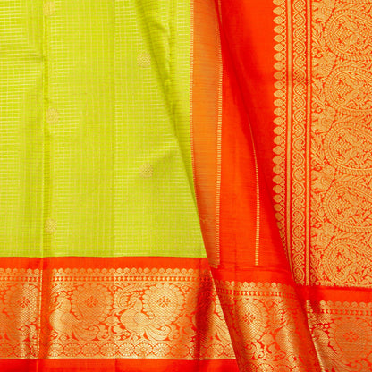 Green And Red Kanchipuram Silk Saree Vaira Oosi For Wedding Wear PV NYC 1798