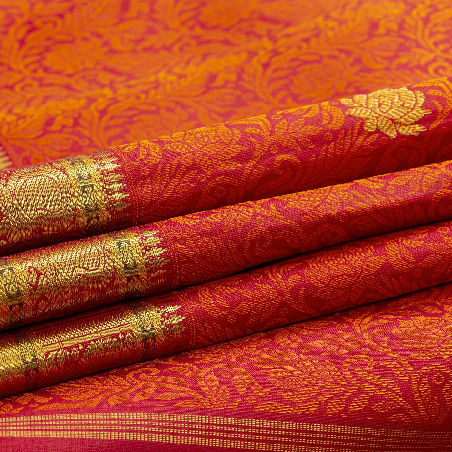 Red Jacquard Kanchipuram Silk Saree For Wedding Wear PV NYC 1758