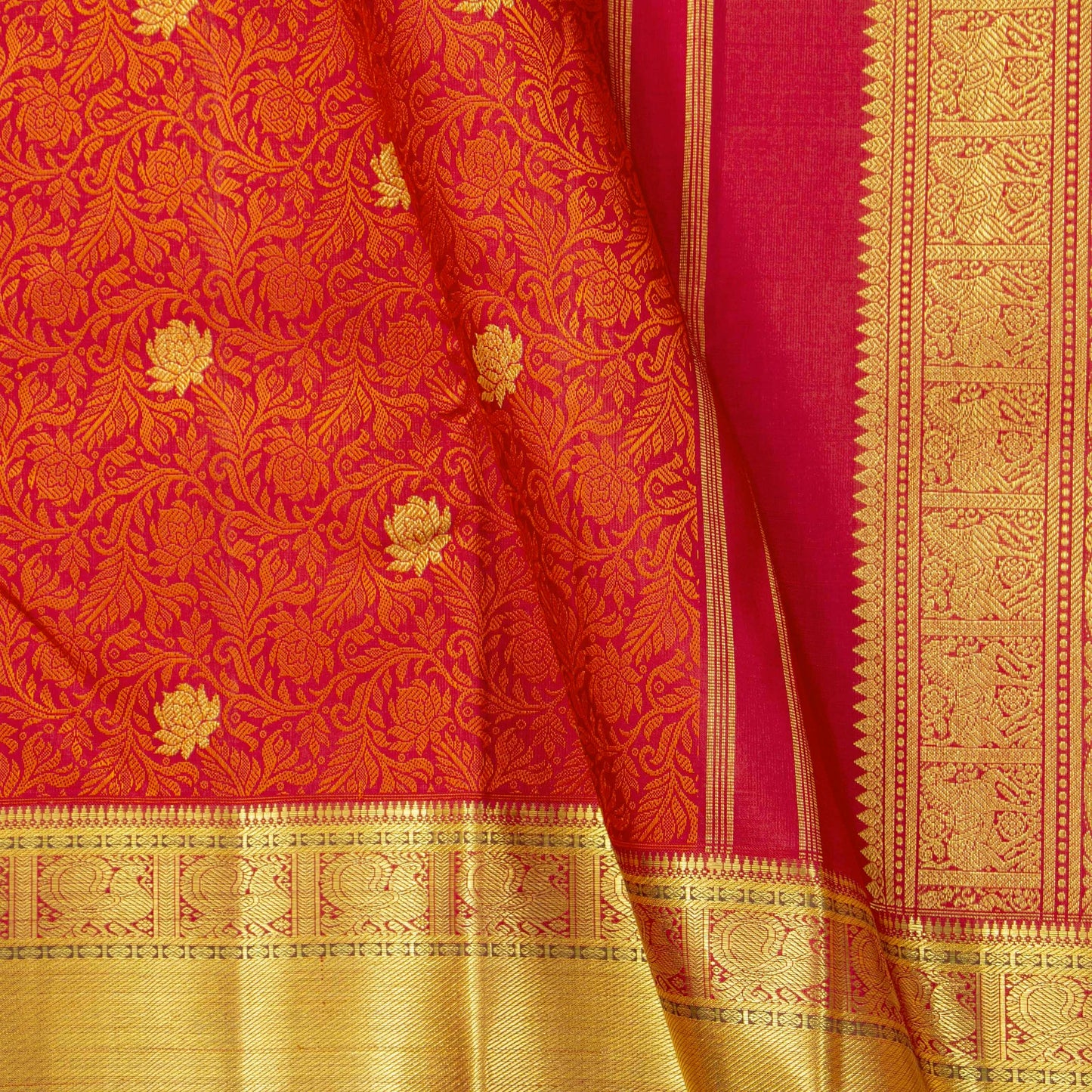 Red Jacquard Kanchipuram Silk Saree For Wedding Wear PV NYC 1758