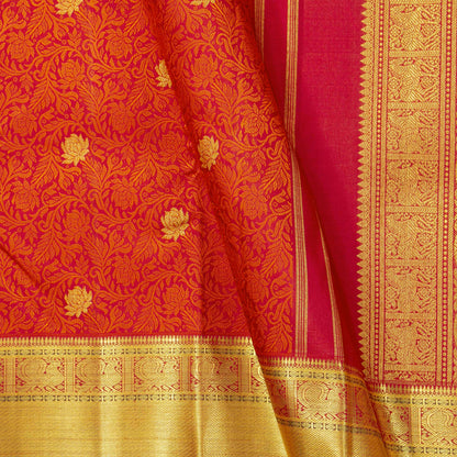 Red Jacquard Kanchipuram Silk Saree For Wedding Wear PV NYC 1758