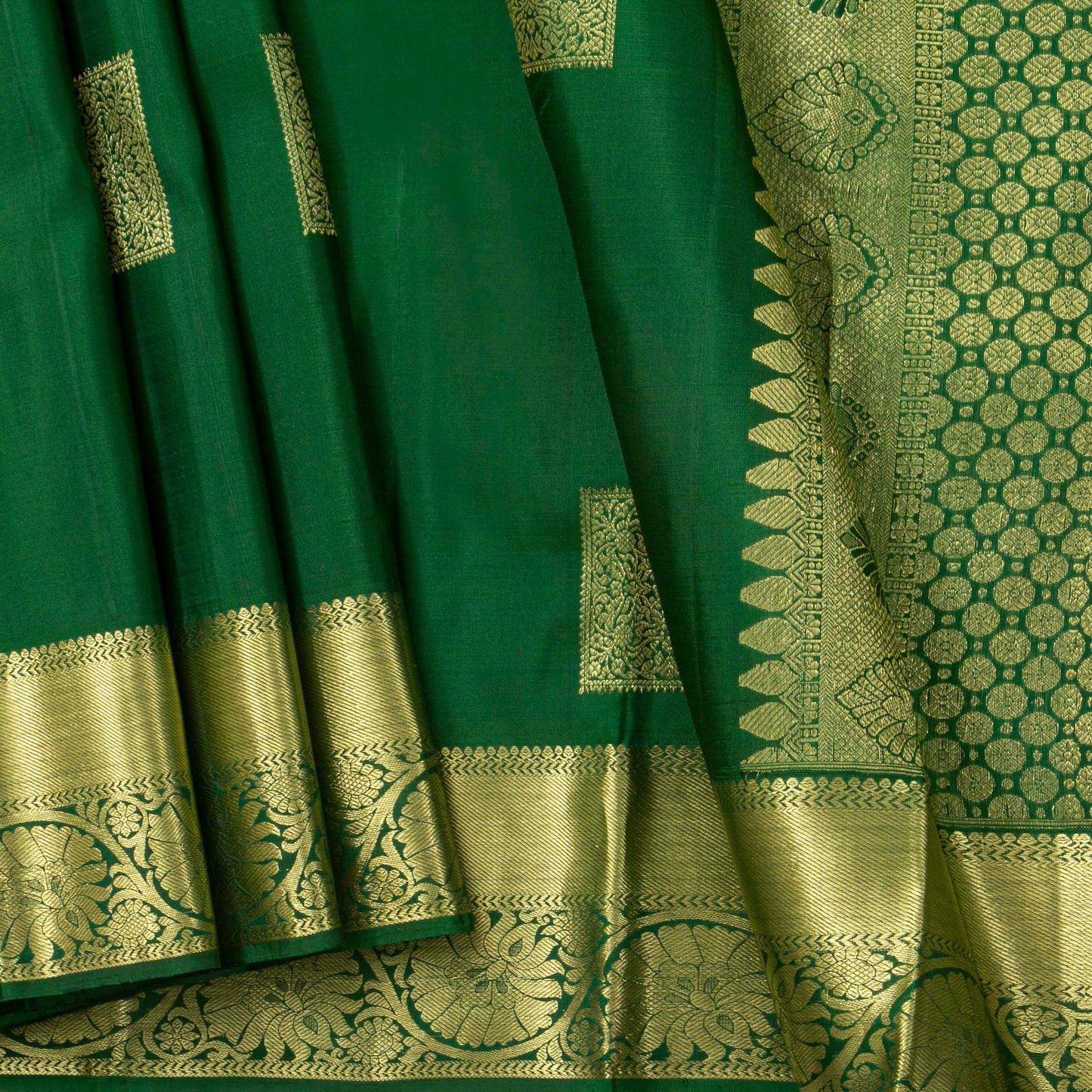 Green Kanchipuram Silk Saree For Festive Wear PV NYC 1831