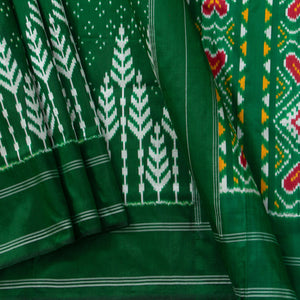 Green Pochampally Silk Saree Ikkat Handwoven Pure Silk For Office Wear PIK SIV 104