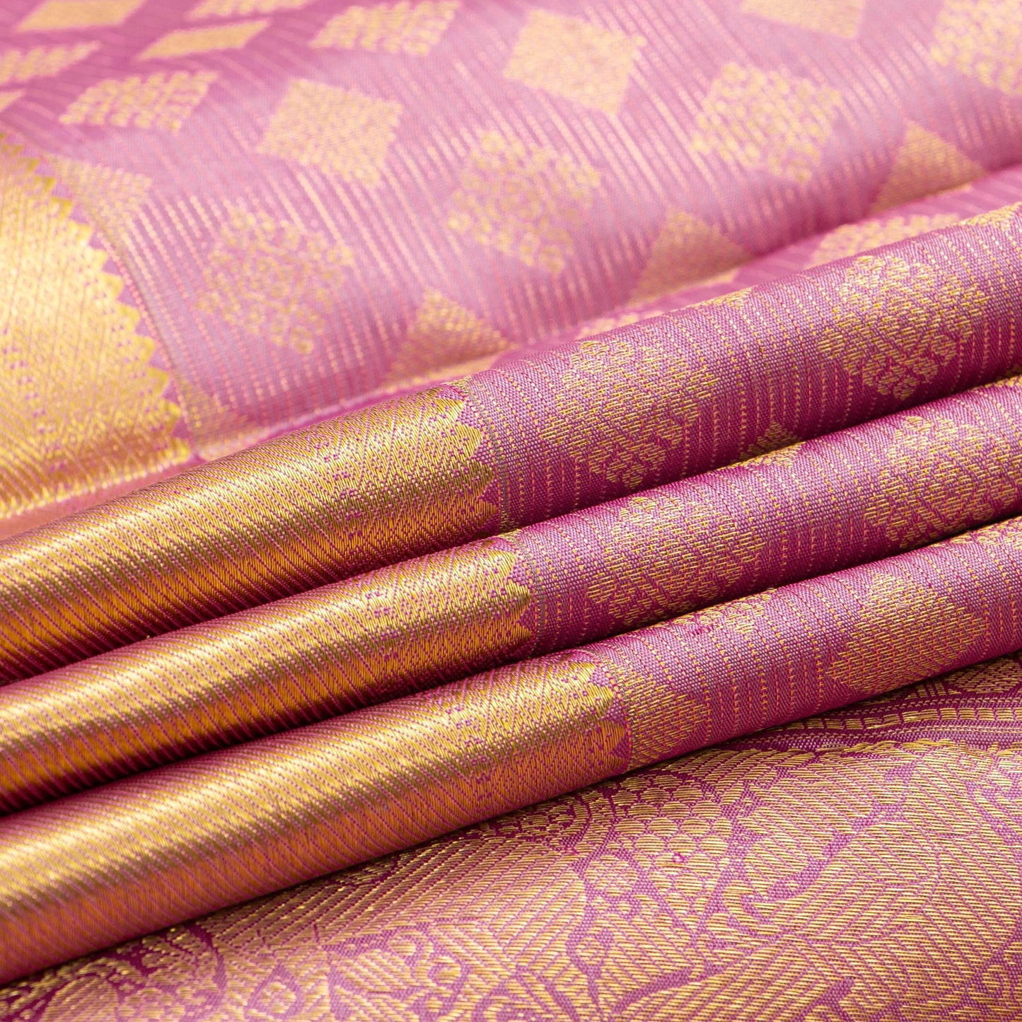 Pastel Mauve Kanchipuram Silk Saree For Bridal Wear PV NYC 1901