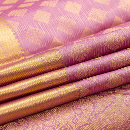 Pastel Mauve Kanchipuram Silk Saree For Bridal Wear PV NYC 1901