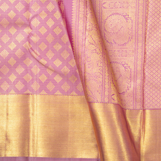 Pastel Mauve Kanchipuram Silk Saree For Bridal Wear PV NYC 1901 - Silk Sari - Panjavarnam PV NYC 1901