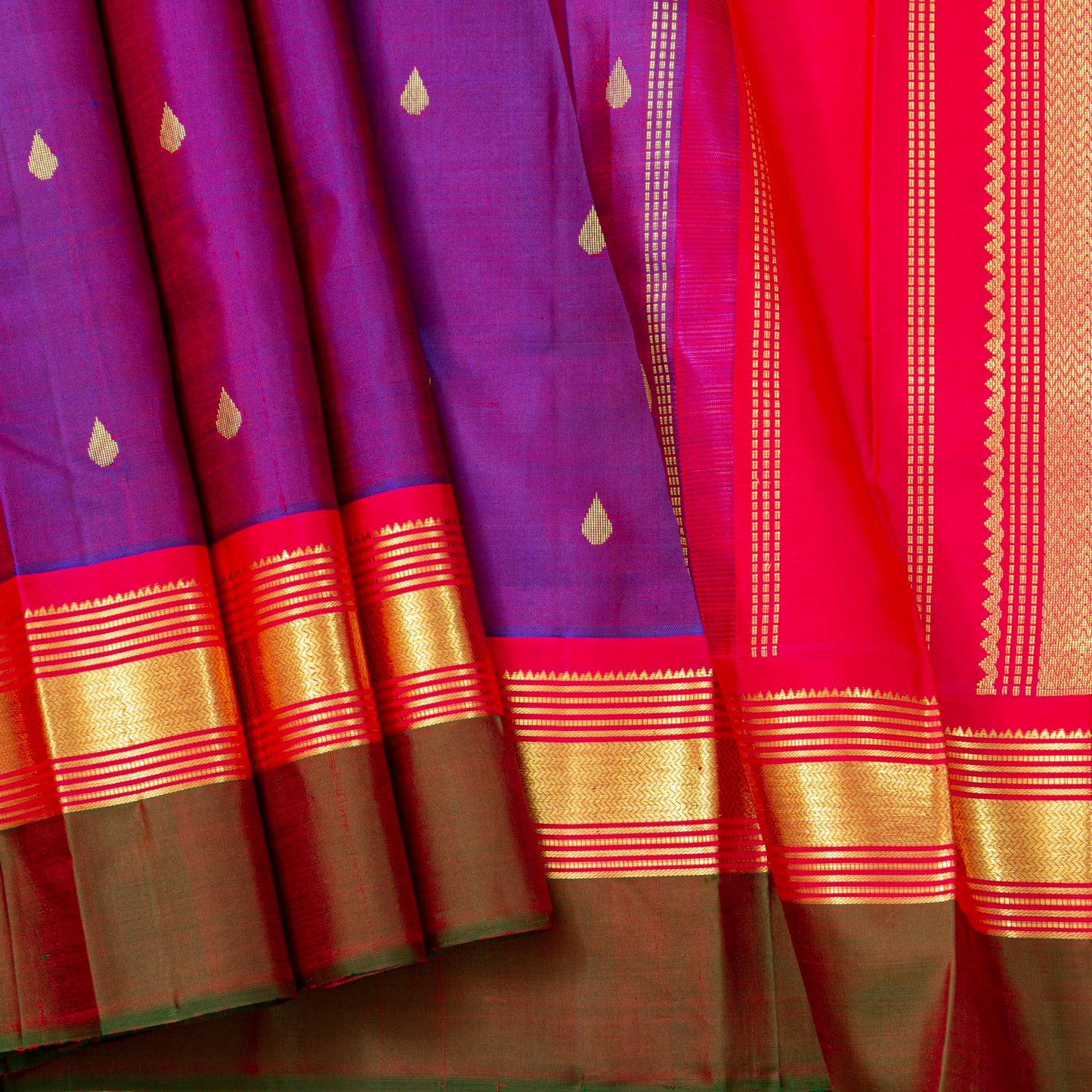 Magenta Kanchipuram Silk Saree For Festive Wear PV NYC 1885