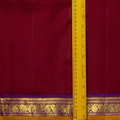 Maroon And Purple Kanchipuram Silk Saree For Festive Wear PV J 5577